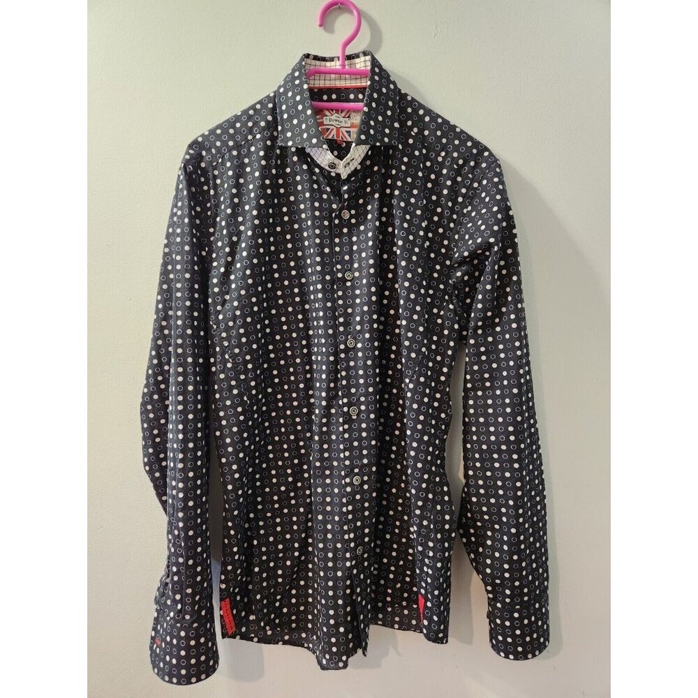 7 Downie St. Men Shirt Size 4 Black With White Dot Long Sleeves Pre-Owned